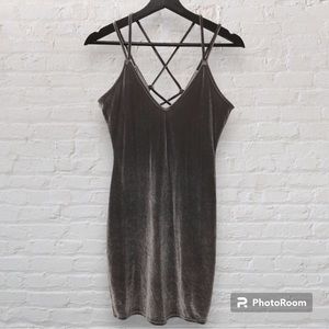 A+ ELLEN Velour Open Back Tie Dress